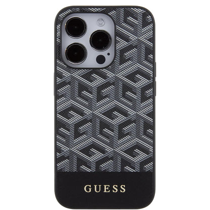 MagSafe Case for Apple iPhone 15 Pro Max, Guess, PU G Cube, Black