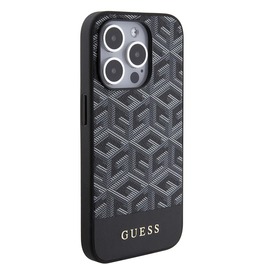 MagSafe Case for Apple iPhone 15 Pro Max, Guess, PU G Cube, Black