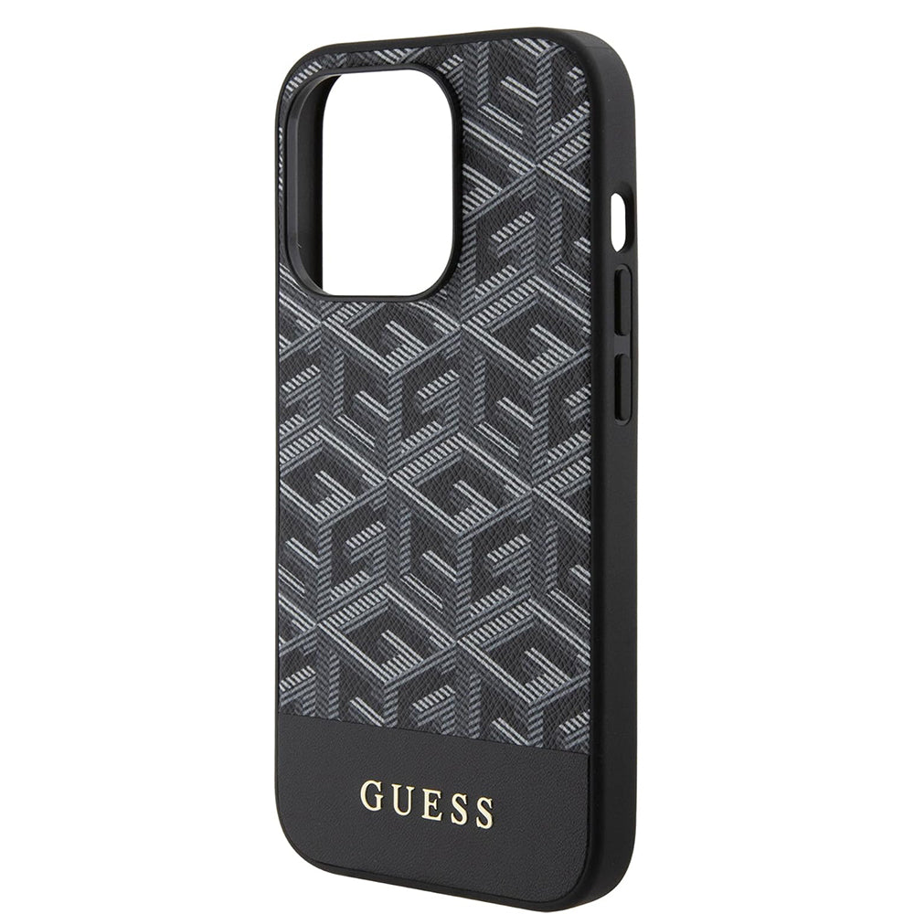 MagSafe Case for Apple iPhone 15 Pro Max, Guess, PU G Cube, Black