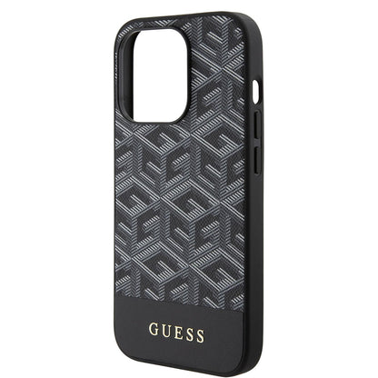 MagSafe Case for Apple iPhone 15 Pro Max, Guess, PU G Cube, Black