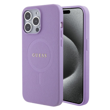 Θήκη MagSafe για Apple iPhone 15 Pro Max, Guess, Saffiano, Μωβ