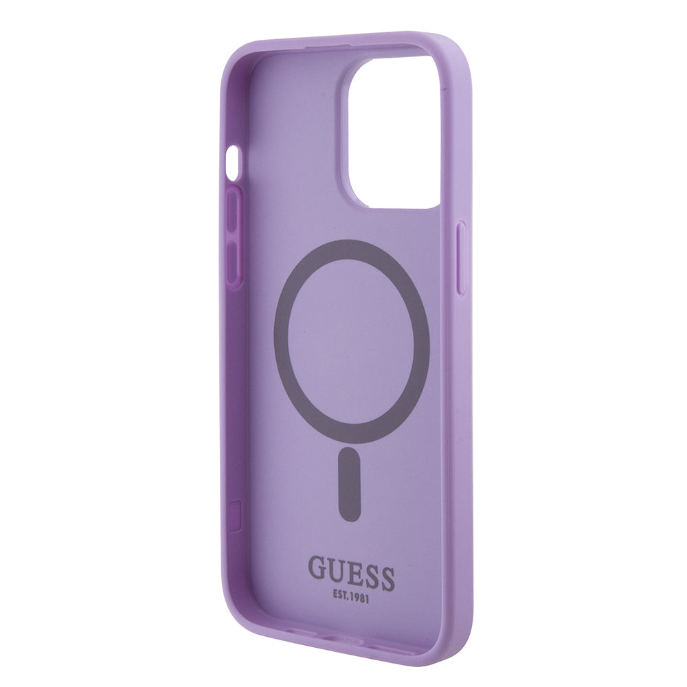 Θήκη MagSafe για Apple iPhone 15 Pro Max, Guess, Saffiano, Μωβ