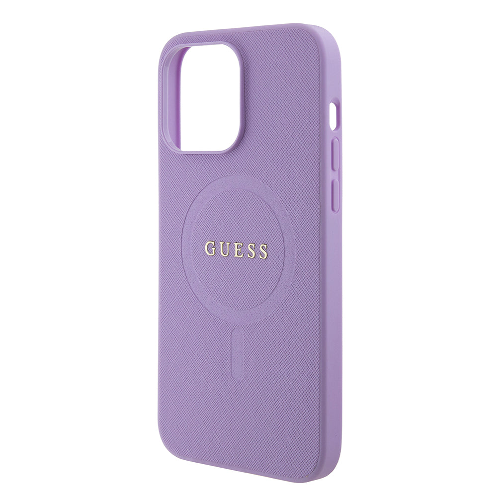 Θήκη MagSafe για Apple iPhone 15 Pro Max, Guess, Saffiano, Μωβ