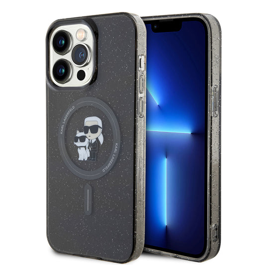 Θήκη MagSafe για Apple iPhone 15 Pro Max, Karl Lagerfeld, Glitter, Μαύρη