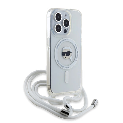 Θήκη MagSafe για Apple iPhone 15 Pro Max, Karl Lagerfeld, IML Crossbody Karl's Head, Διάφανη