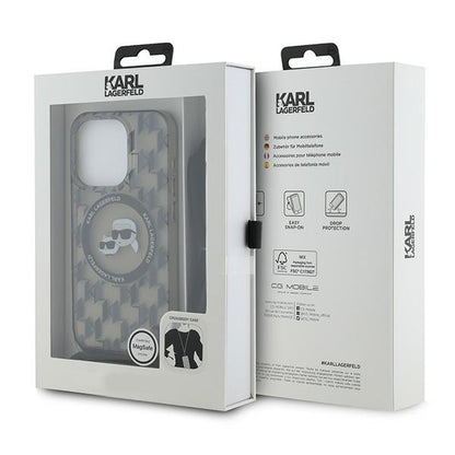 Θήκη MagSafe για Apple iPhone 15 Pro Max, Karl Lagerfeld, IML Crossbody Monogram Karl & Choupette's Heads, Μαύρη