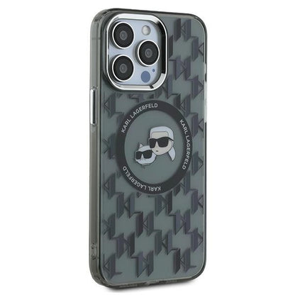 Θήκη MagSafe για Apple iPhone 15 Pro Max, Karl Lagerfeld, IML Monogram Karl & Choupette's Heads, Μαύρη