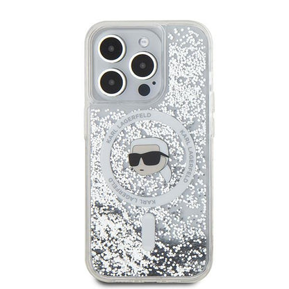 Θήκη MagSafe για Apple iPhone 15 Pro Max, Karl Lagerfeld, Liquid Glitter Karl's Head, Διαφανής