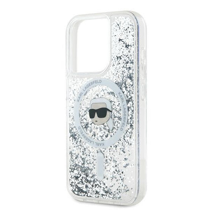 Θήκη MagSafe για Apple iPhone 15 Pro Max, Karl Lagerfeld, Liquid Glitter Karl's Head, Διαφανής