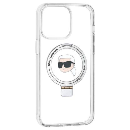 Θήκη MagSafe για Apple iPhone 15 Pro Max, Karl Lagerfeld, Ring Stand Karl's Head, Λευκή