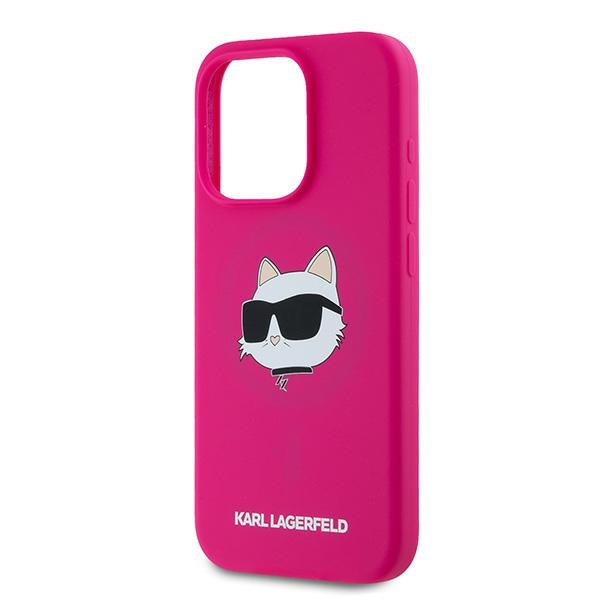 Θήκη MagSafe για Apple iPhone 15 Pro Max, Karl Lagerfeld, Σιλικόνη Choupette's Head, Φούξια