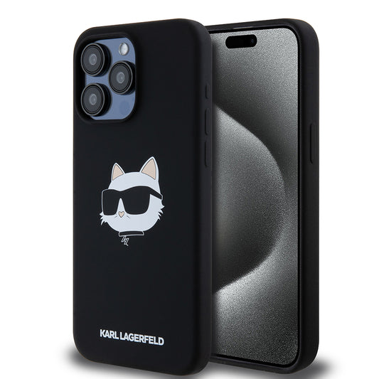 Θήκη MagSafe για Apple iPhone 15 Pro Max, Karl Lagerfeld, Σιλικόνη Choupette's Head, Μαύρη