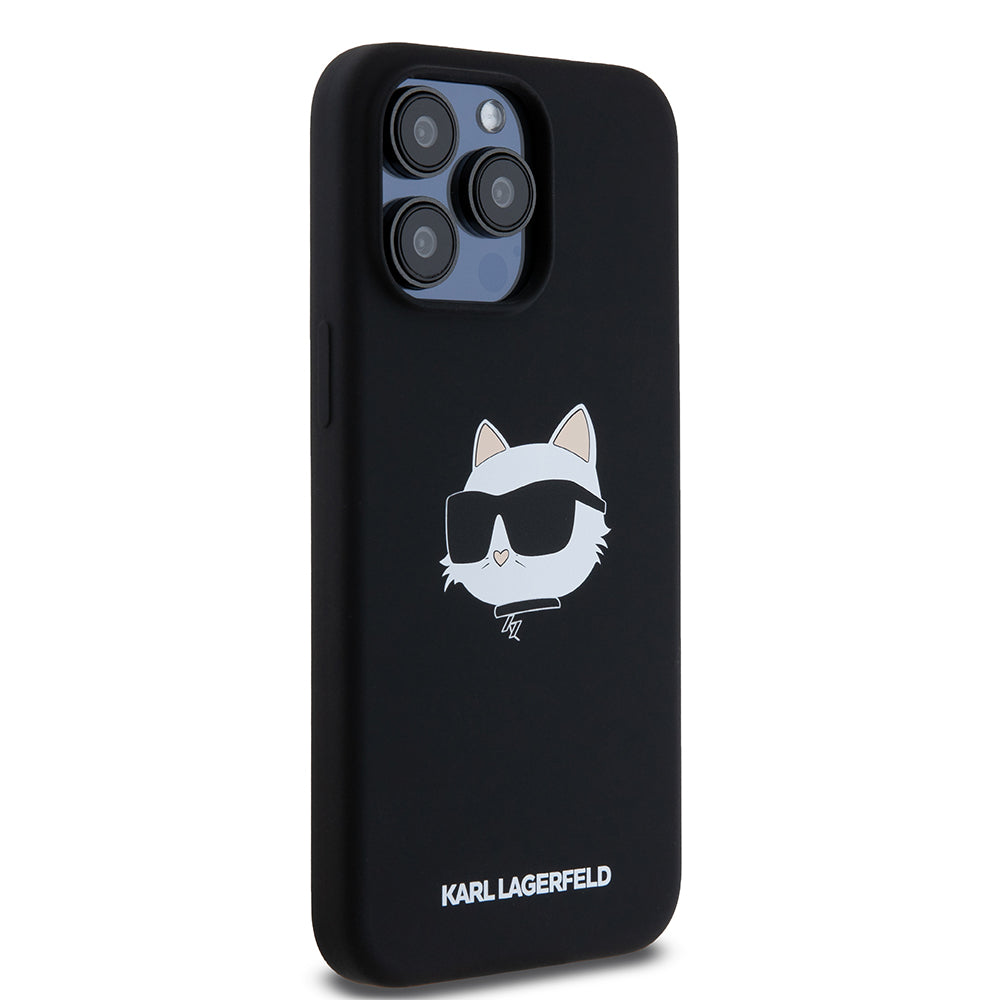 Θήκη MagSafe για Apple iPhone 15 Pro Max, Karl Lagerfeld, Σιλικόνη Choupette's Head, Μαύρη