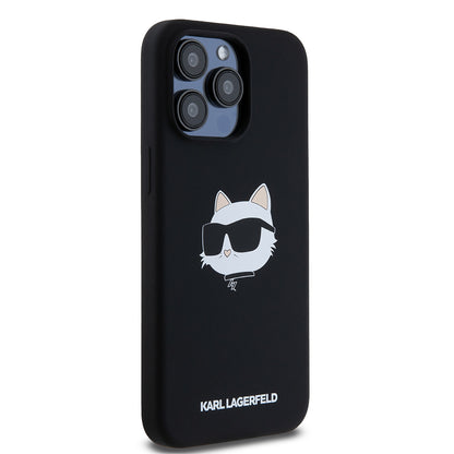 Θήκη MagSafe για Apple iPhone 15 Pro Max, Karl Lagerfeld, Σιλικόνη Choupette's Head, Μαύρη