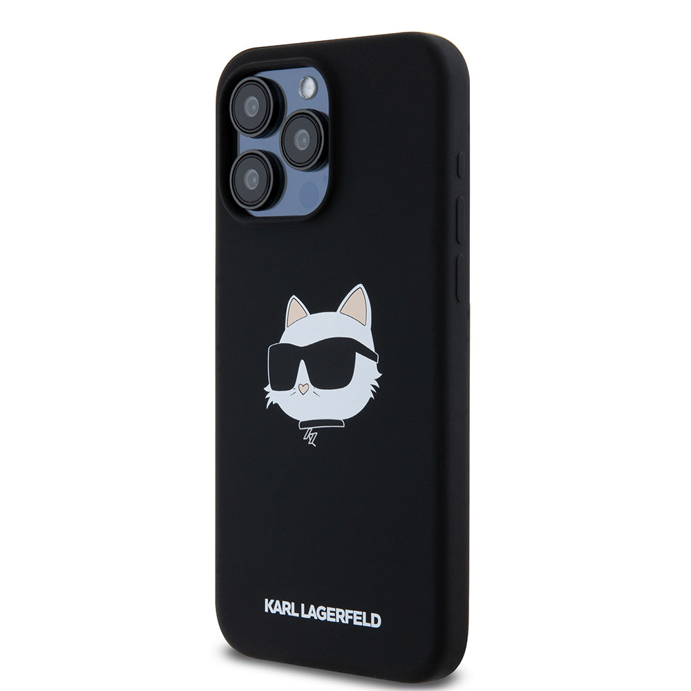 Θήκη MagSafe για Apple iPhone 15 Pro Max, Karl Lagerfeld, Σιλικόνη Choupette's Head, Μαύρη