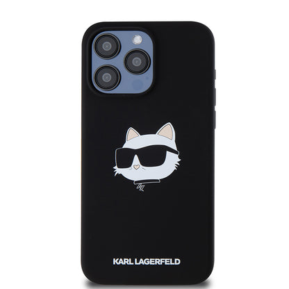 Θήκη MagSafe για Apple iPhone 15 Pro Max, Karl Lagerfeld, Σιλικόνη Choupette's Head, Μαύρη