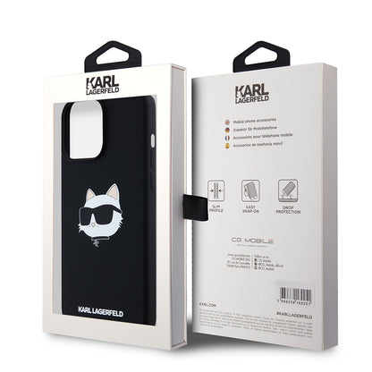 Θήκη MagSafe για Apple iPhone 15 Pro Max, Karl Lagerfeld, Σιλικόνη Choupette's Head, Μαύρη