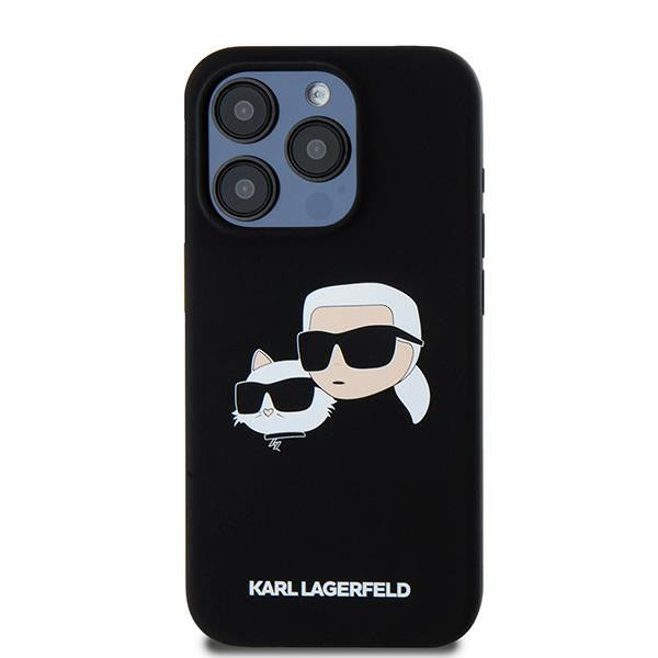 Θήκη MagSafe για Apple iPhone 15 Pro Max, Karl Lagerfeld, Σιλικόνη Karl & Choupette, Μαύρη