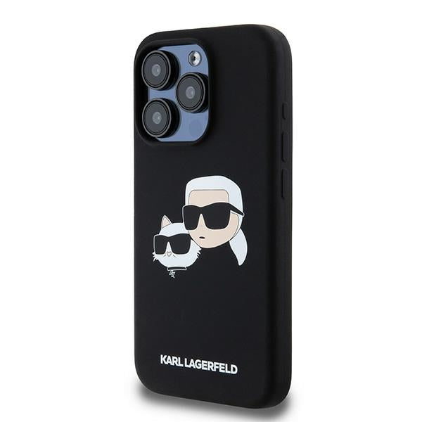 Θήκη MagSafe για Apple iPhone 15 Pro Max, Karl Lagerfeld, Σιλικόνη Karl & Choupette, Μαύρη