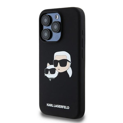 Θήκη MagSafe για Apple iPhone 15 Pro Max, Karl Lagerfeld, Σιλικόνη Karl & Choupette, Μαύρη