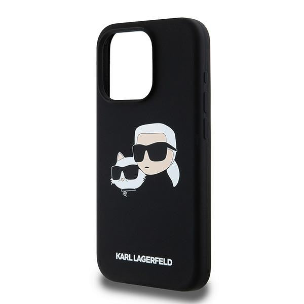 Θήκη MagSafe για Apple iPhone 15 Pro Max, Karl Lagerfeld, Σιλικόνη Karl & Choupette, Μαύρη