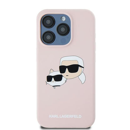 Θήκη MagSafe για Apple iPhone 15 Pro Max, Karl Lagerfeld, Σιλικόνη Karl & Choupette, Ροζ