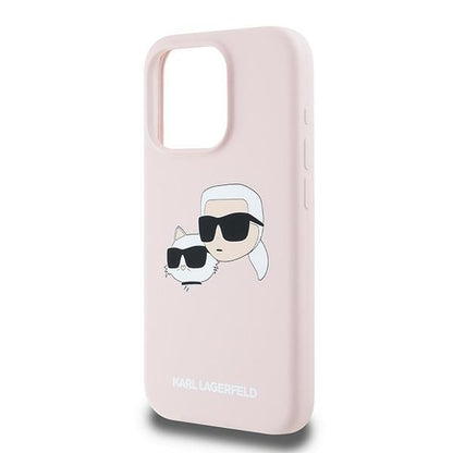 Θήκη MagSafe για Apple iPhone 15 Pro Max, Karl Lagerfeld, Σιλικόνη Karl & Choupette, Ροζ