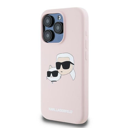 Θήκη MagSafe για Apple iPhone 15 Pro Max, Karl Lagerfeld, Σιλικόνη Karl & Choupette, Ροζ