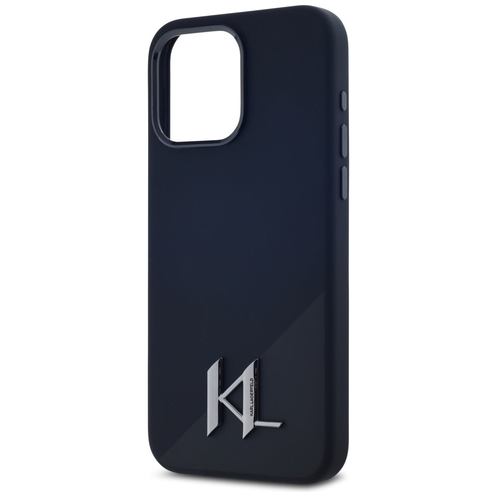 Θήκη MagSafe για Apple iPhone 15 Pro Max, Karl Lagerfeld, Silicone Shadow Metal Initial, Μαύρη