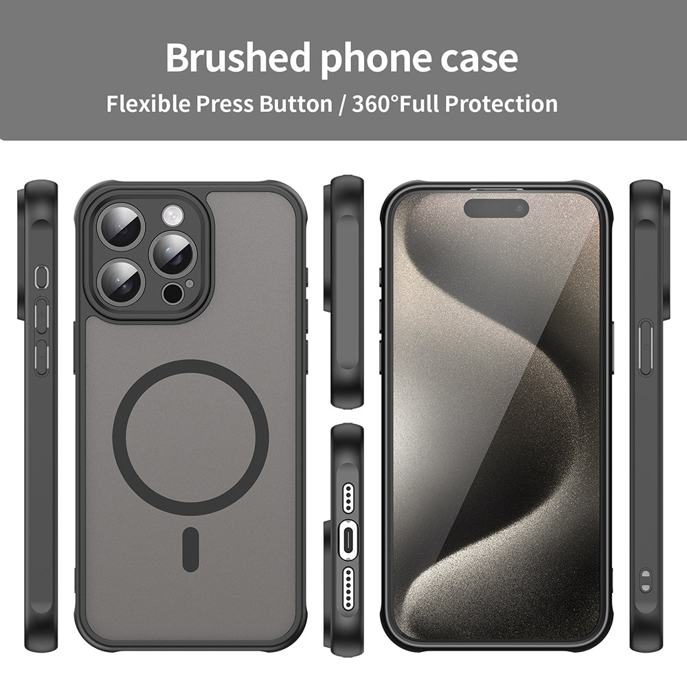 MagSafe Case for Apple iPhone 15 Pro Max, Techsuit, HaloFrost II, Black