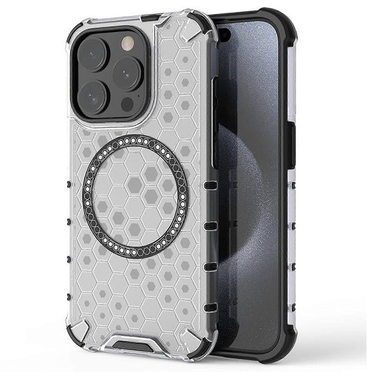 Θήκη MagSafe για Apple iPhone 15 Pro Max, Techsuit, HoneyComb Shield, Λευκή