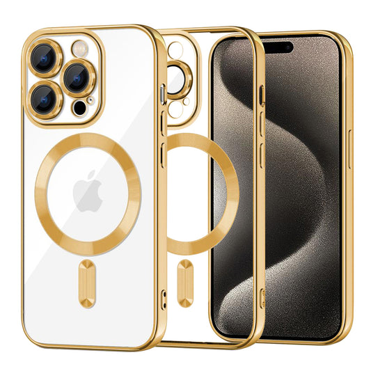 Θήκη MagSafe για Apple iPhone 15 Pro Max, Techsuit, Luxury Crystal, Χρυσή