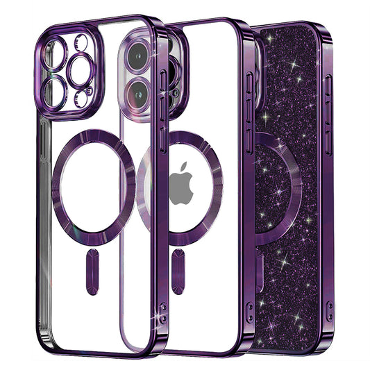 Θήκη MagSafe για Apple iPhone 15 Pro Max, Techsuit, Luxury Glitter, Σκούρο Μωβ