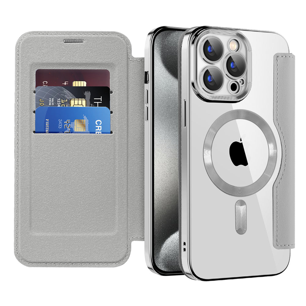 Θήκη MagSafe για Apple iPhone 15 Pro Max, Techsuit, SmartMag Book, Γκρι
