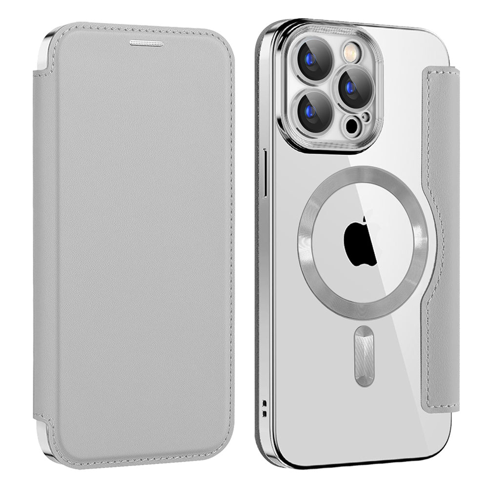 Θήκη MagSafe για Apple iPhone 15 Pro Max, Techsuit, SmartMag Book, Γκρι