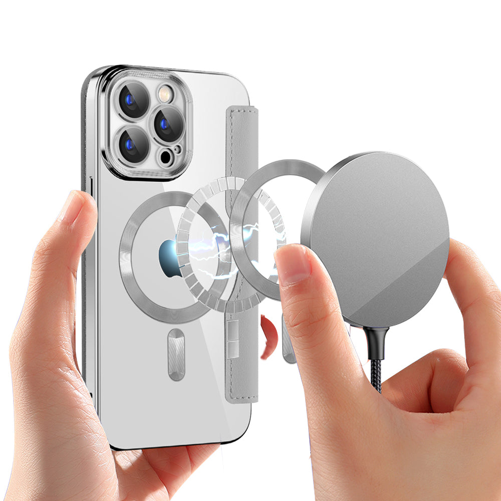 Θήκη MagSafe για Apple iPhone 15 Pro Max, Techsuit, SmartMag Book, Γκρι