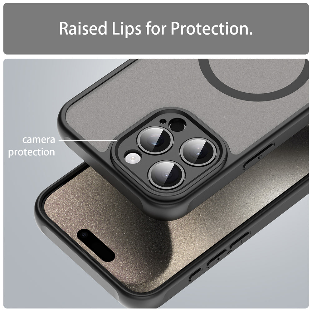 MagSafe Case for Apple iPhone 15 Pro, Techsuit, HaloFrost II, Black