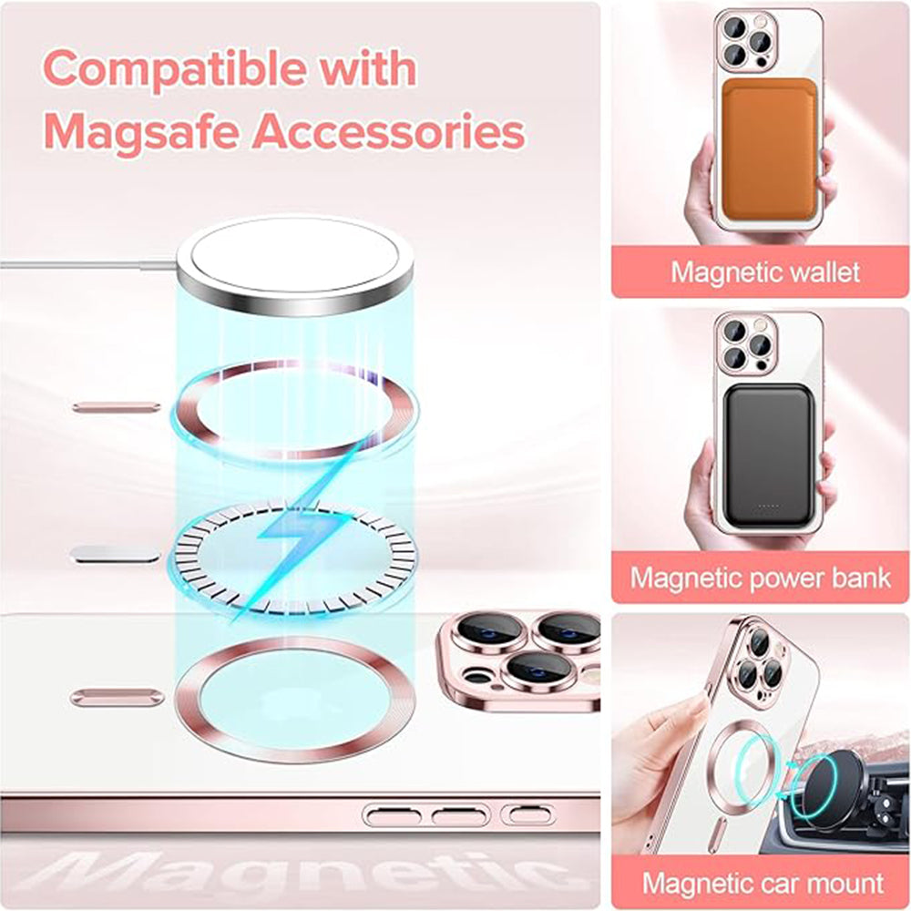 Θήκη MagSafe για Apple iPhone 15 Pro, Techsuit, Luxury Crystal, Ροζ