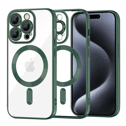 Θήκη MagSafe για Apple iPhone 15 Pro, Techsuit, Luxury Crystal, Σκούρο Πράσινο