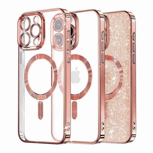 Θήκη MagSafe για Apple iPhone 15 Pro, Techsuit, Luxury Glitter, Ροζ Χρυσό