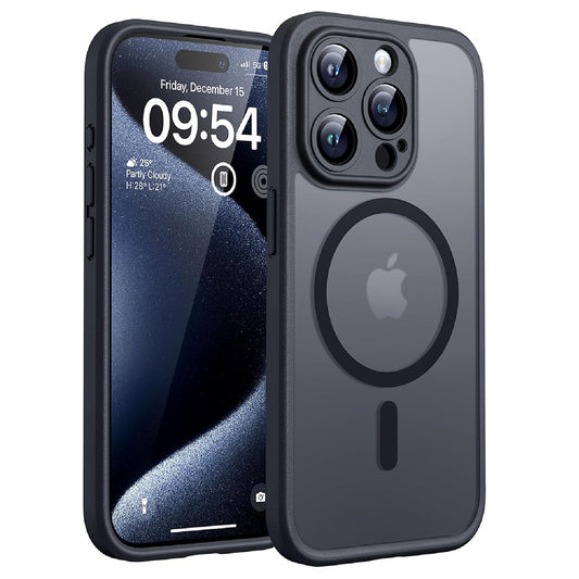 Θήκη MagSafe για Apple iPhone 15 Pro, Techsuit, PureFrost, Μαύρο Σατινέ