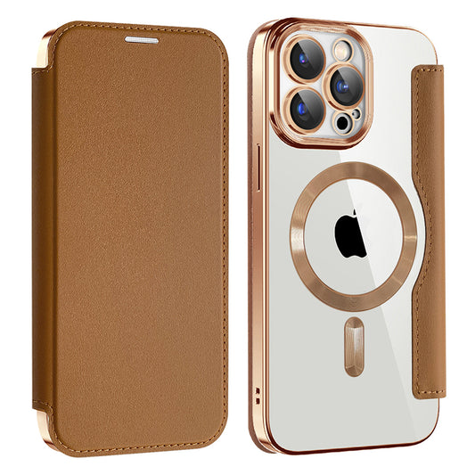 Θήκη MagSafe για Apple iPhone 15 Pro, Techsuit, SmartMag Book, Καφέ