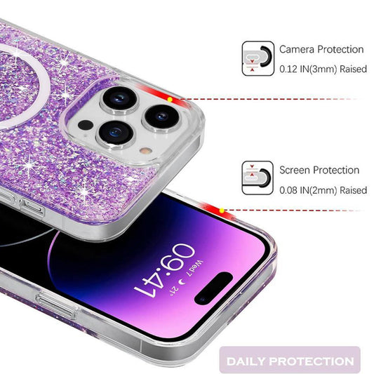 Θήκη MagSafe για Apple iPhone 15 Pro, Techsuit, Sparkly Glitter, Μπλε