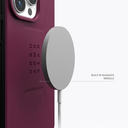 MagSafe Case for Apple iPhone 15 Pro, Urban Armor Gear, Civilian, Burgundy