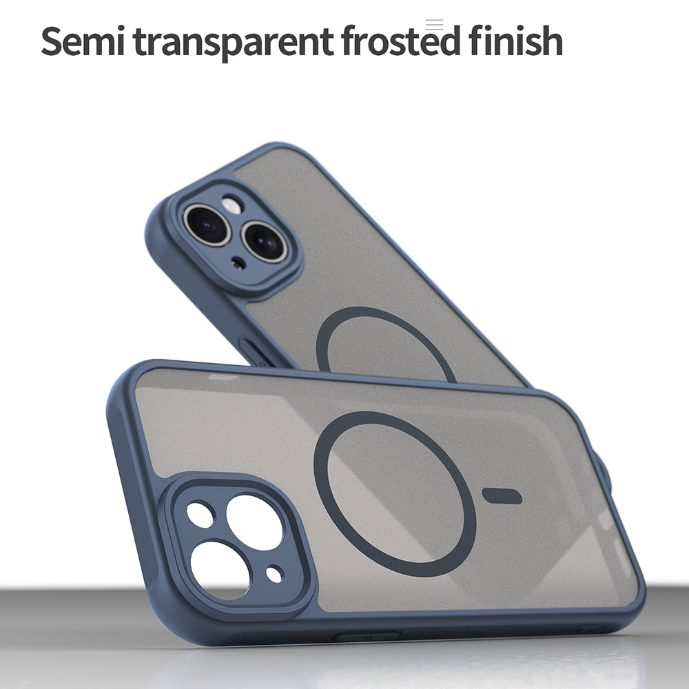 MagSafe Case for Apple iPhone 15, Techsuit, HaloFrost II, Navy Blue