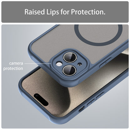 MagSafe Case for Apple iPhone 15, Techsuit, HaloFrost II, Navy Blue