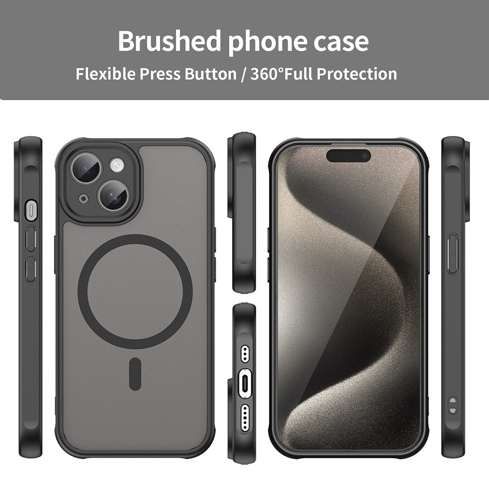 MagSafe Case for Apple iPhone 15, Techsuit, HaloFrost II, Black