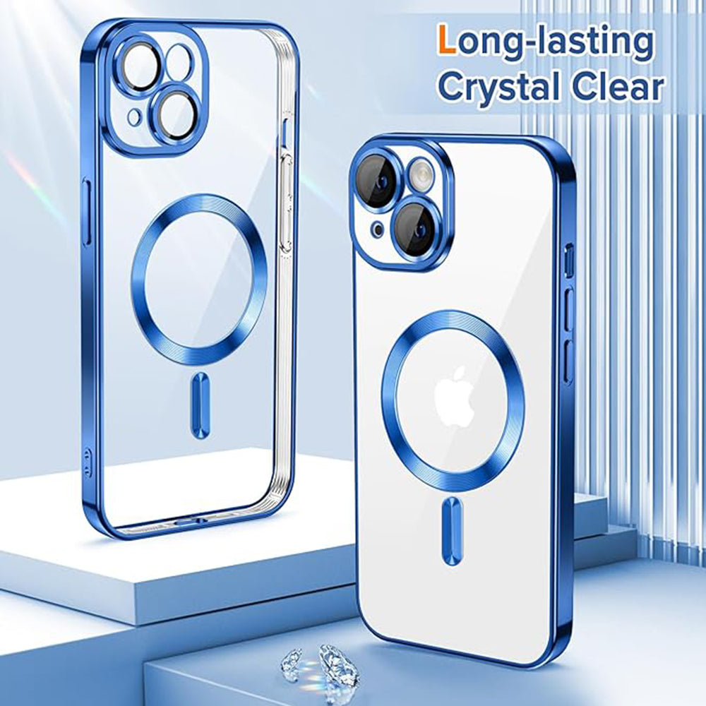 MagSafe Case for Apple iPhone 15, Techsuit, Luxury Crystal, Dark Blue