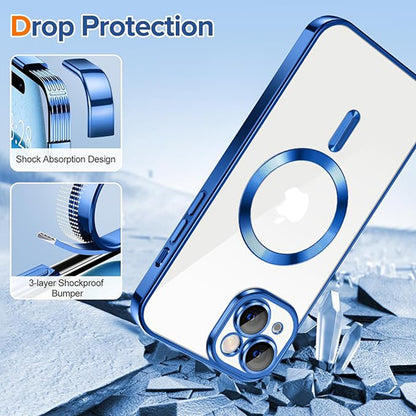 MagSafe Case for Apple iPhone 15, Techsuit, Luxury Crystal, Dark Blue