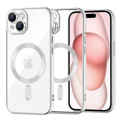 MagSafe Case for Apple iPhone 15, Techsuit, Luxury Crystal, Silver